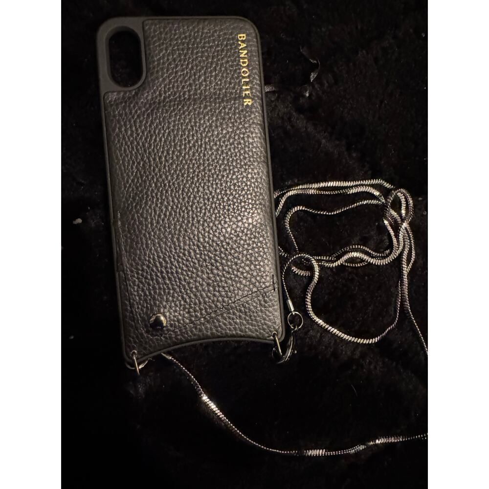 Bandolier iPhone XS Max  Sarah wallet case &
Silvertone snake jewelry chain